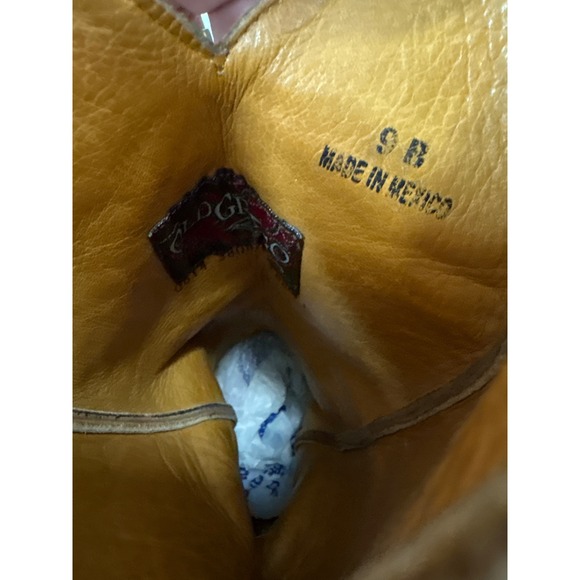 Vintage Old Gringo Suede Leopardito Ocre Womens Tan Western Cowboy Boots Size 7 - Picture 9 of 14